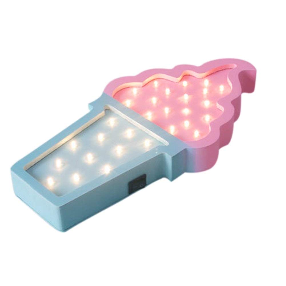 LED Light Up Sign - Decorative Ice Cream Shaped Wooden Night Light for Bedroom, Party & Wedding Marquee Decor - Perfect for Home, Cafe and Nursery Room Lighting