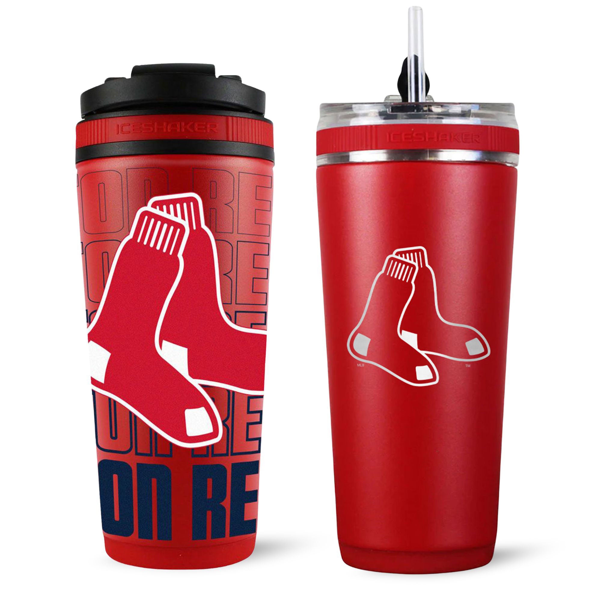 Boston Red Sox 4D Ice Shaker & Flex Bottle Bundle - MLB Team Sports Water Bottle for Gym, Workouts & Outdoor Activities - Keeps Drinks Cold for 24 Hours