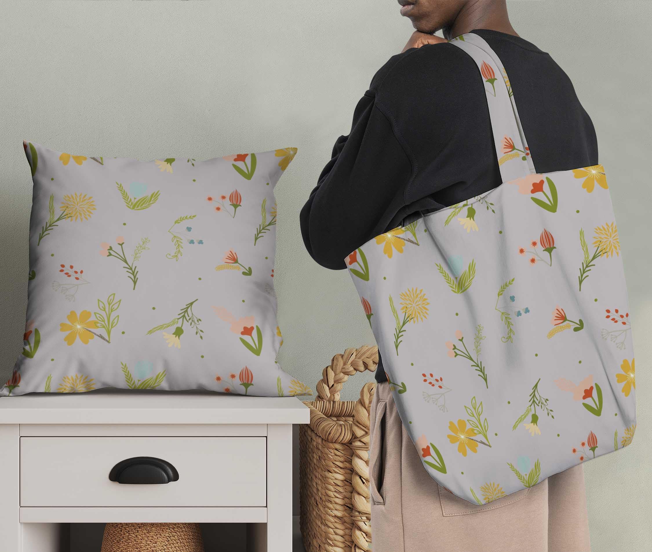 Soimoi Moss Georgette Gray Fabric by The Yard - 42 Inch Wide Printed Fabric with Artistic Leaf & Floral Design for DIY Fashion, Home Decor, and Craft Projects - Elegant Draping Material for Dresses, Curtains, and Scarf Making