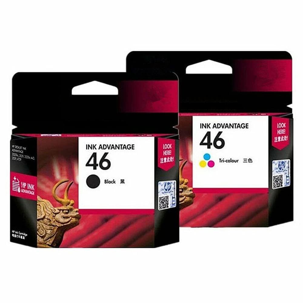 HP 46 Ink Cartridge Compatible for DeskJet 2520hc 2020hc 2025hc 2029 2529 4729 Printers - 1 Set (Black + Color) - High-Quality Replacement for Home & Office Printing Needs