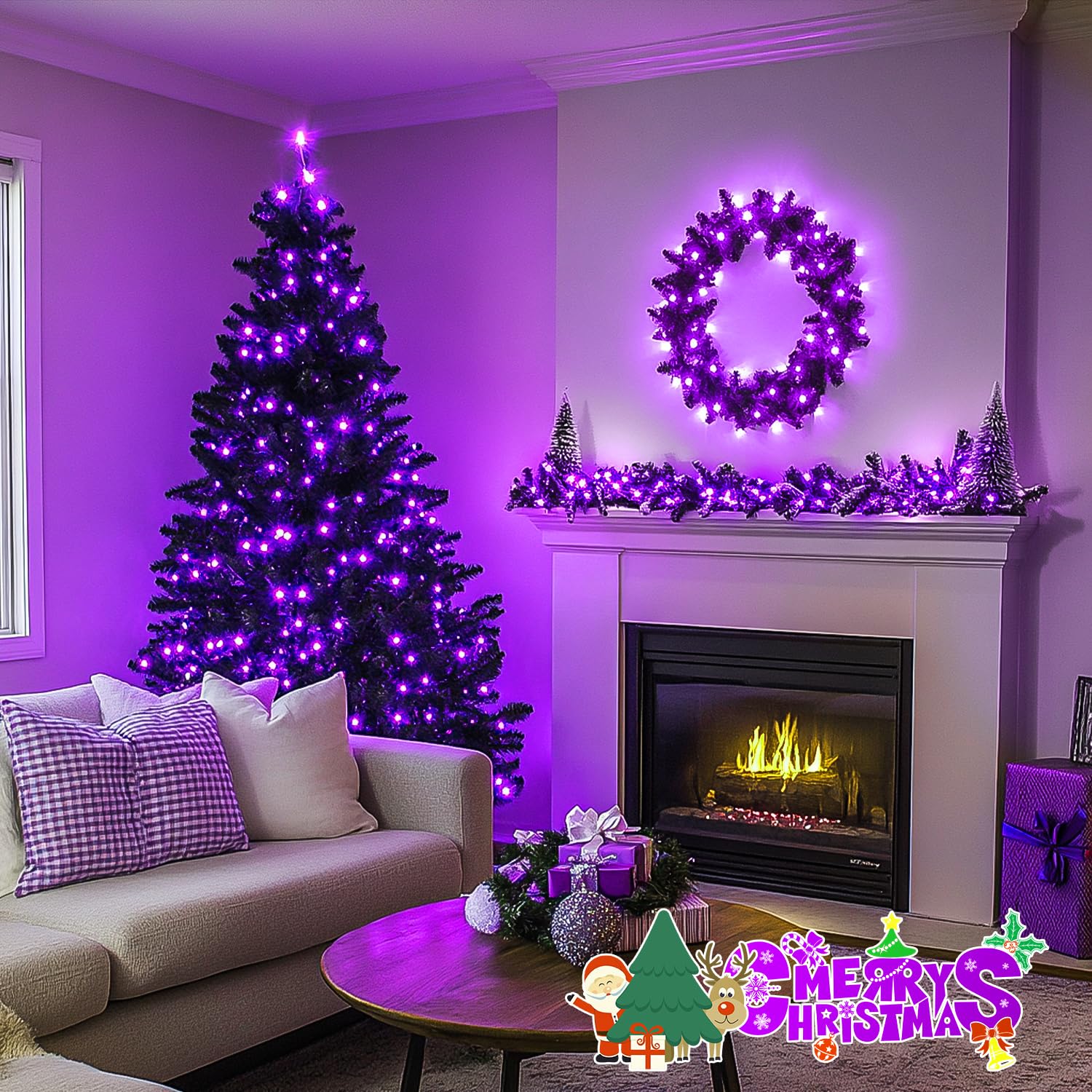 JMEXSUSS 250 LED Halloween String Lights - 91.5ft Waterproof Purple Outdoor Fairy Lights with 8 Lighting Modes | Connectable Christmas Tree Lights for Yard, Patio, Party & Holiday Decorations | Perfect for Halloween, Christmas, Weddings and Outdoor Events