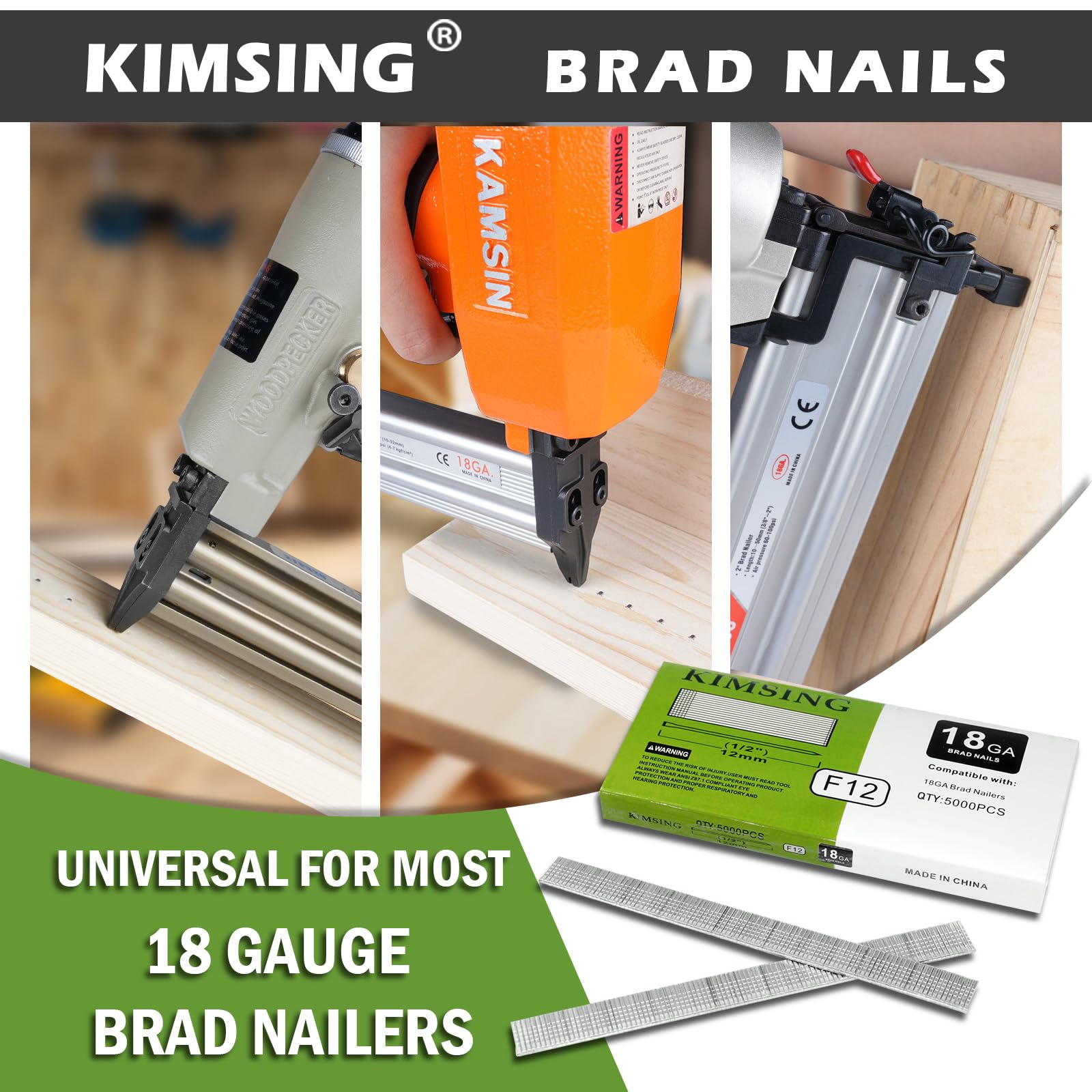 18 Gauge 1/2-Inch Brad Nails - 5,000 Count - F12 Galvanized Finish Nails for 18GA Brad Nailers - Perfect for Woodworking, Trim Installation, and DIY Home Projects