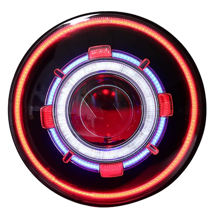 7 Inch Round LED Headlight with Demon Eye for Jeep Wrangler JK JL TJ - High-Performance Off-Road Lighting for Night Driving & Adventure