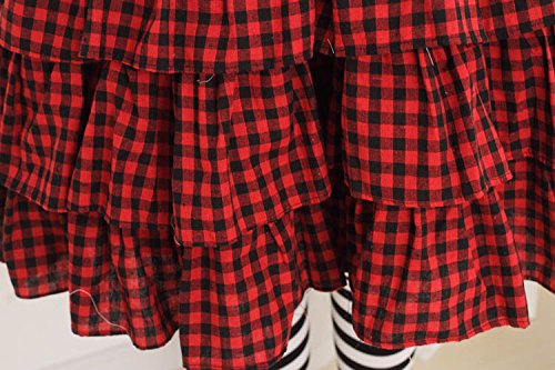 Elegant Women's Red Polyester Checkered Pleated Lolita Dress - Vintage-Inspired Ruffle Cake Princess Style for Cosplay, Tea Parties & Special Occasions