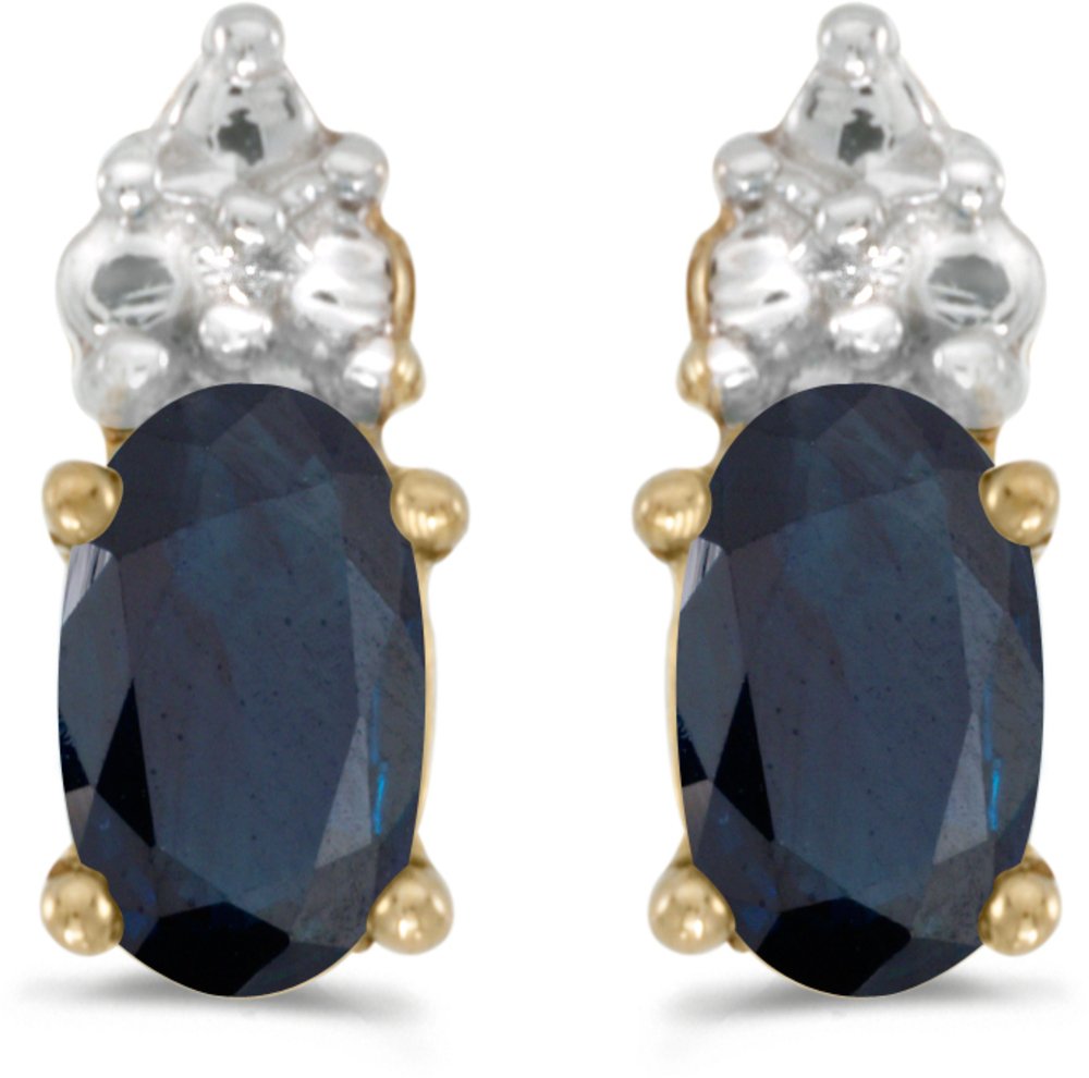 14K Yellow Gold Oval Sapphire Stud Earrings for Women - Elegant & Durable Jewelry Gift for Birthday, Anniversary & Special Occasions