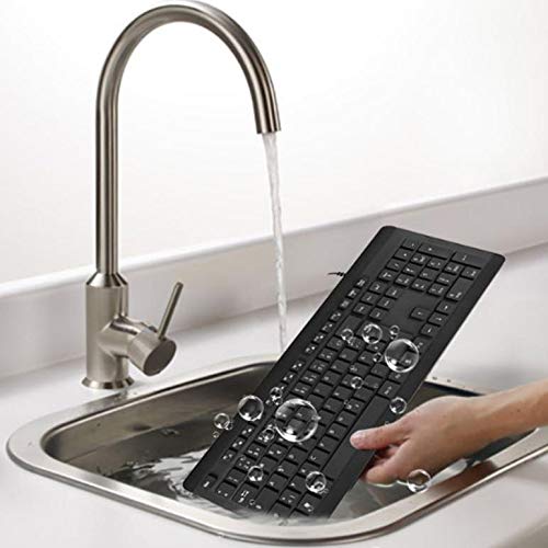 BoxWave Waterproof USB Keyboard for ASUS TUF Gaming A15 - Washable, Spill-Resistant Mechanical Keyboard with AquaProof Technology (Jet Black) | Perfect for Gaming, Office Work & Home Use