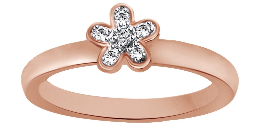 14K Solid Gold White Natural Diamond Accent Flower Ring for Women - Elegant Wedding, Engagement & Anniversary Jewelry Gift