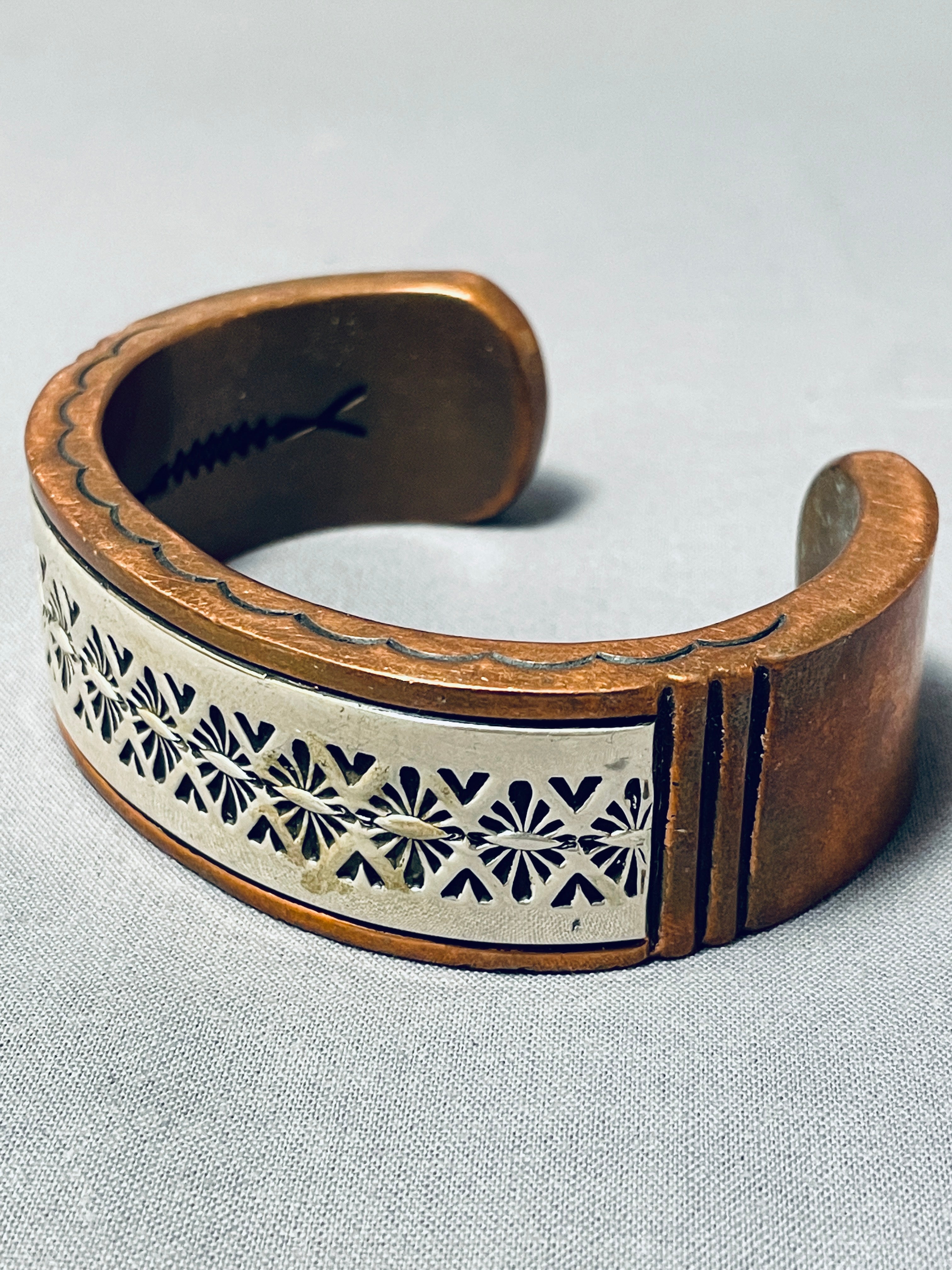 Vintage Navajo Sterling Silver & Copper Jon Nez Bracelet - 241g Handmade Native American Jewelry for Women & Men - Perfect for Boho Fashion, Gift Giving & Cultural Events