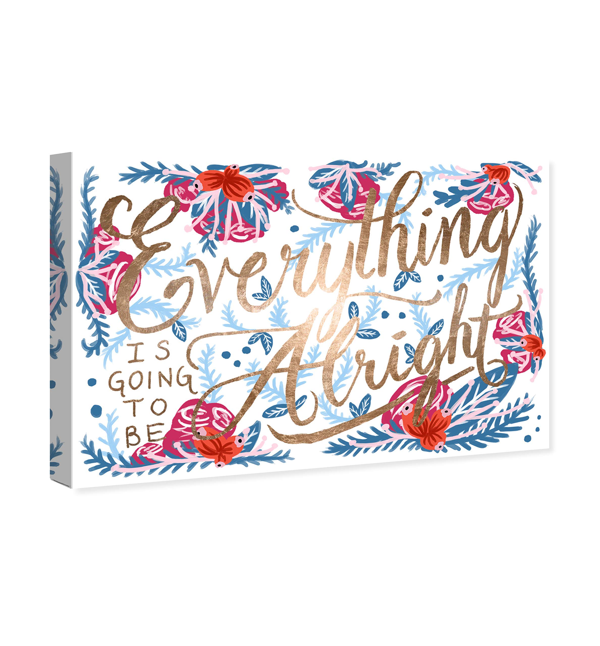 Oliver Gal Artist Co. 'Spring Alright' Typography Wall Art Canvas Print - 24x16 Inch Gold & Red Inspirational Quote Home Decor - Perfect for Living Room, Bedroom & Office Decorations