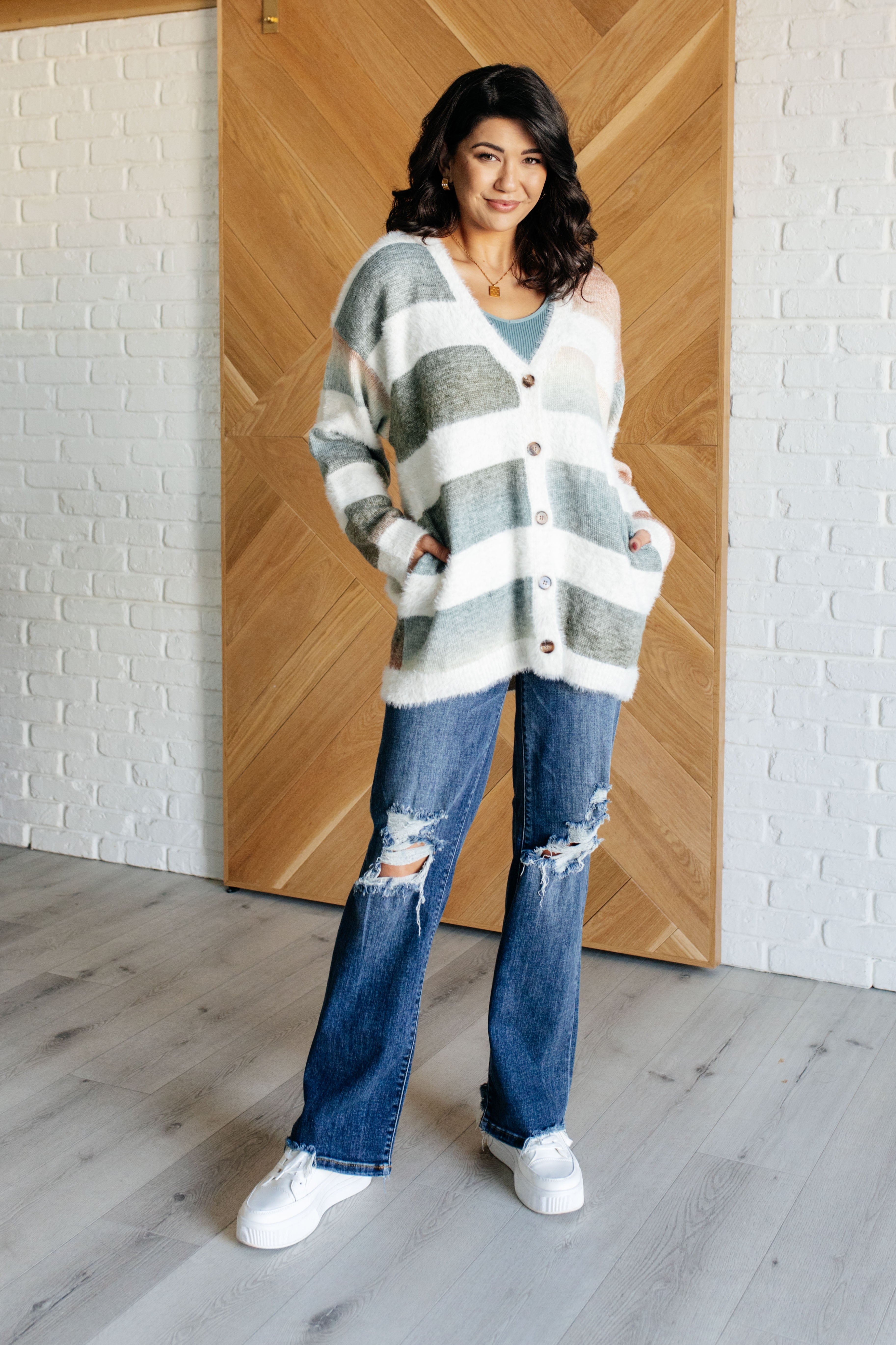 Ombre Feelings Striped Cardigan - Soft & Stylish Women's Knit Sweater | Perfect for Fall Layering, Casual Outfits & Cozy Home Wear