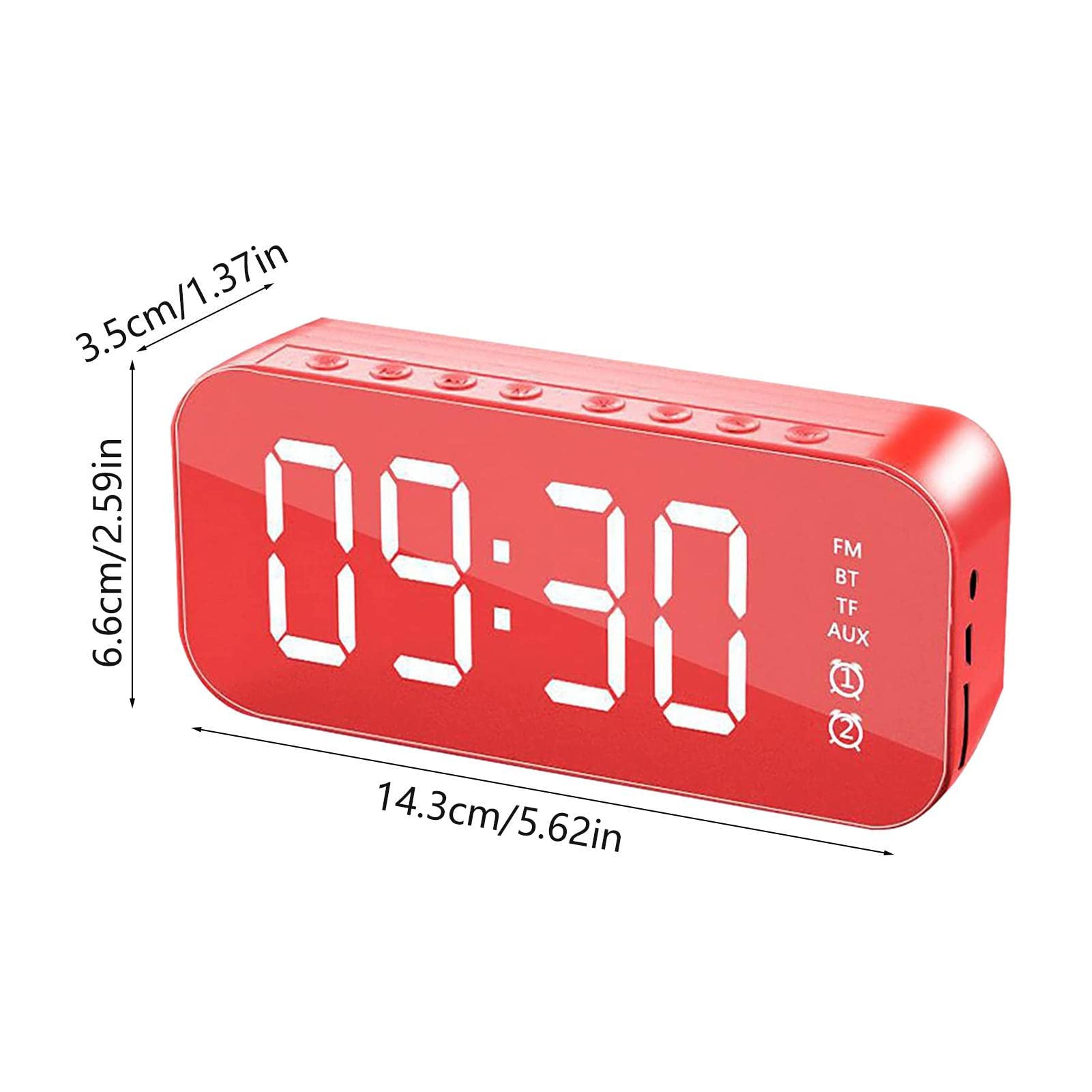 Wireless Bluetooth Speaker with Digital Alarm Clock - 2-in-1 Portable Speaker with 10-Hour Playtime, Adjustable Brightness & 33ft Range - Perfect for Bedroom, Office, Travel with Phones, Tablets & Laptops