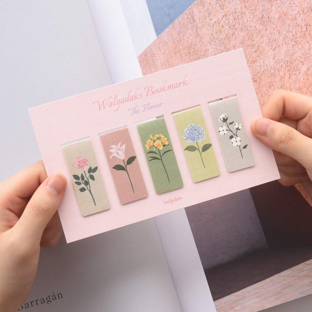 Monolike Magnetic Bookmarks - Set of 5 Floral Design Page Holders for Books, Notebooks & Planners | Perfect Gift for Book Lovers & Students