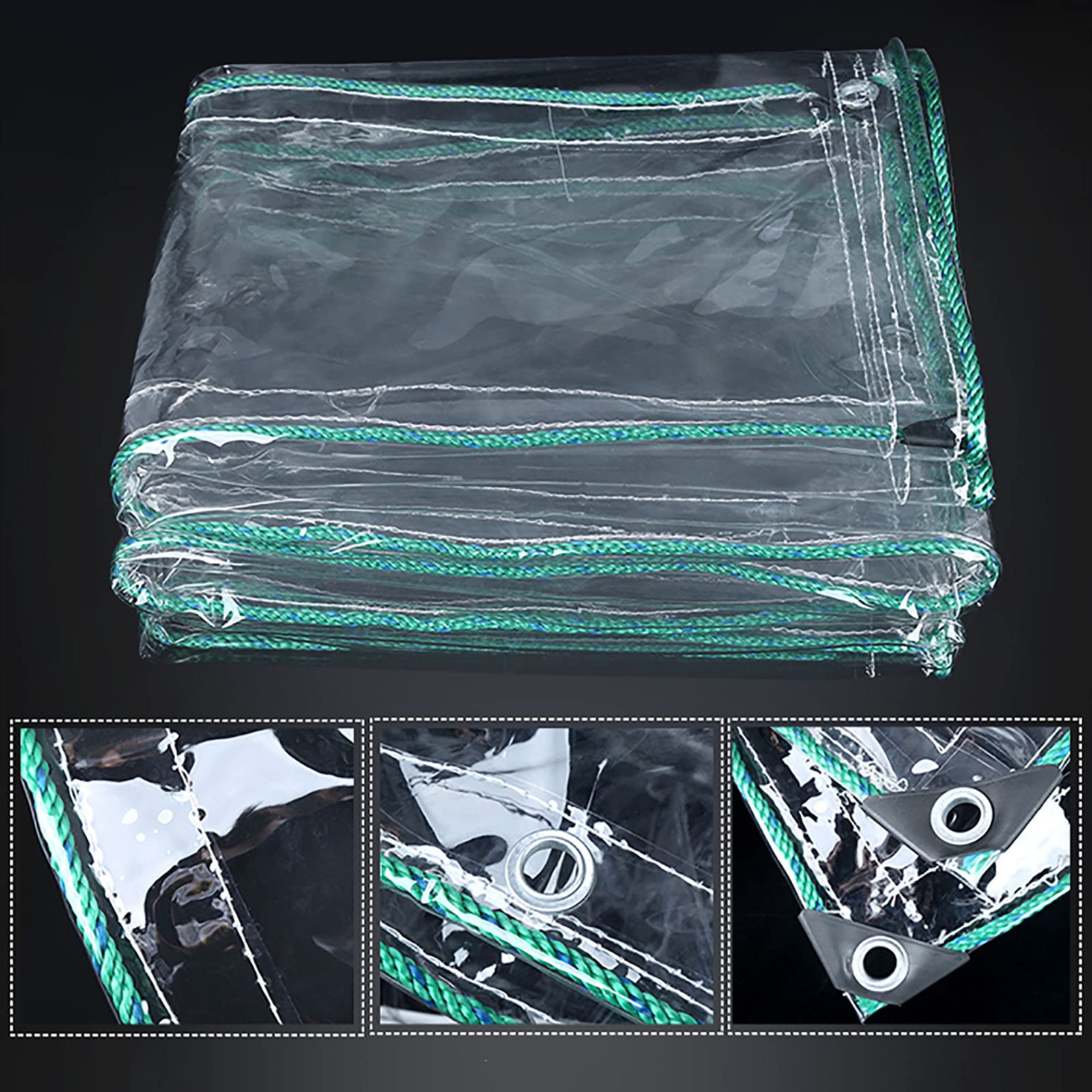 0.55mm Clear PVC Tarpaulin - Waterproof All-Weather Transparent Canopy Cover for Outdoor Garden Furniture, Patio, Camping & Plant Protection | Foldable Weatherproof Tarp