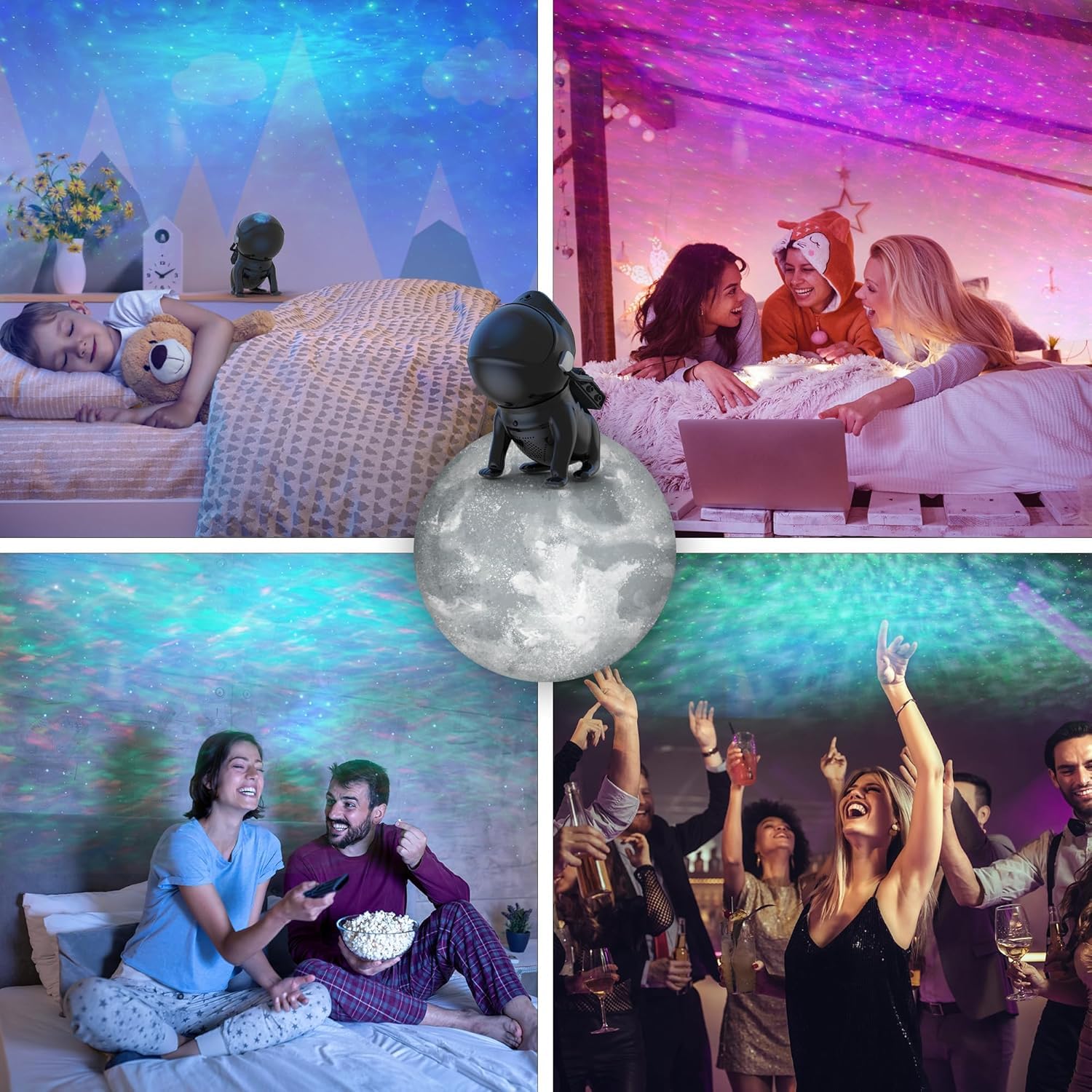 Space Dog Star Projector - Galaxy Night Light for Bedroom with Timer & Remote Control | 3D Nebula Lamp for Kids & Adults | Perfect for Relaxation, Meditation, Nursery Decor & Gift (Christmas, Birthday, Valentine's Day) - Black