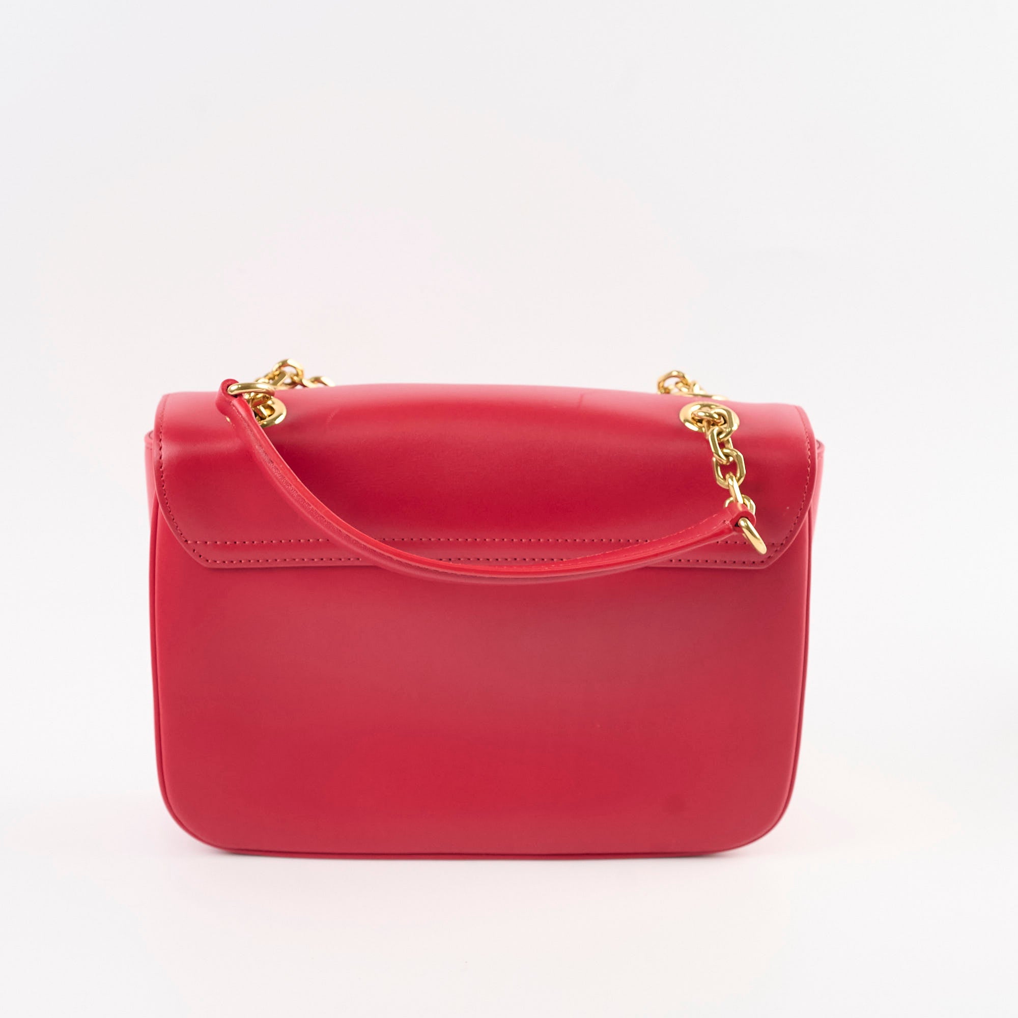 Celine Red C Logo Bag Smooth Calfskin Leather Handbag for Women - Luxury Designer Shoulder Bag for Work, Party & Everyday Use