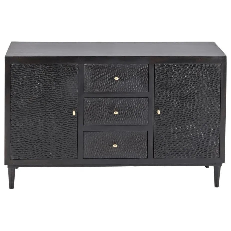 3-Drawer & 2-Door Black Wooden Sideboard Cabinet - Stylish Storage for Dining Room, Living Room, or Entryway