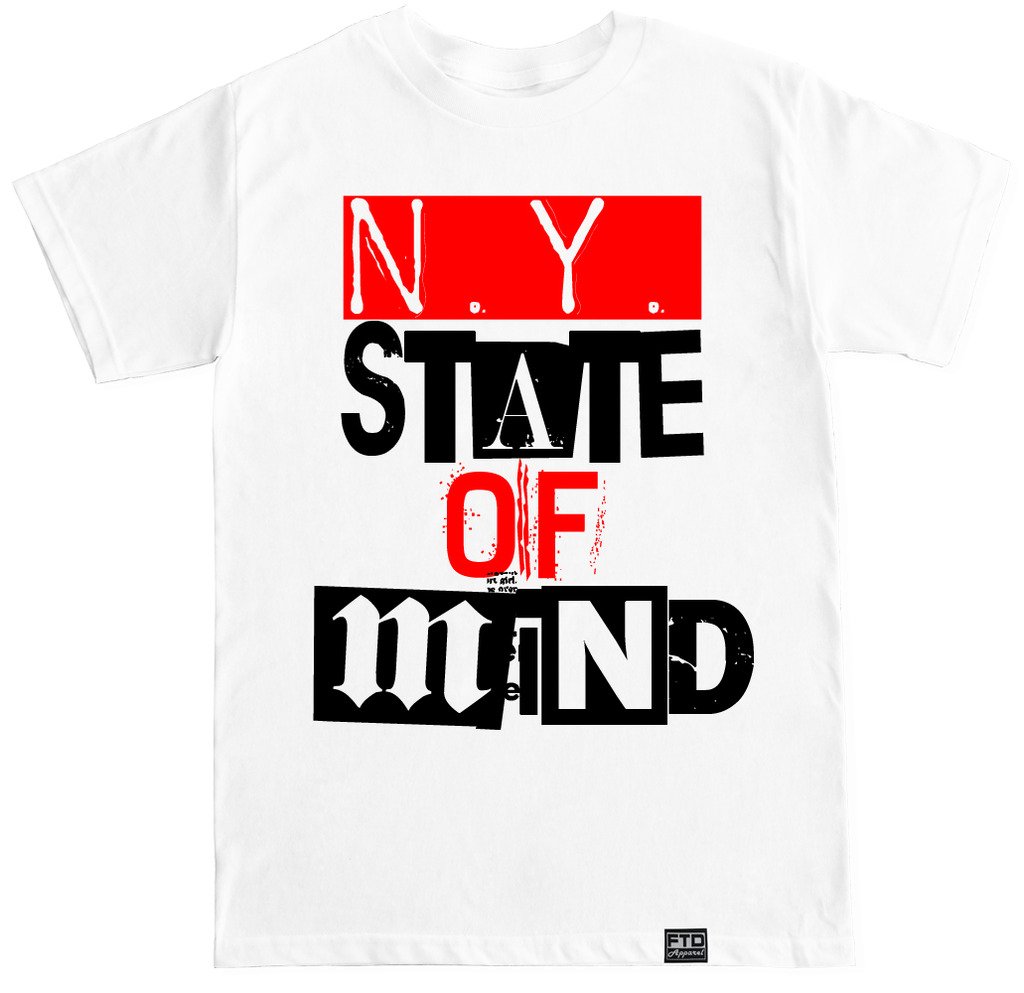 FTD Apparel Men's NY State of Mind Red Graphic T-Shirt | Comfortable Cotton Tee for Casual Wear, Street Style & NYC Pride