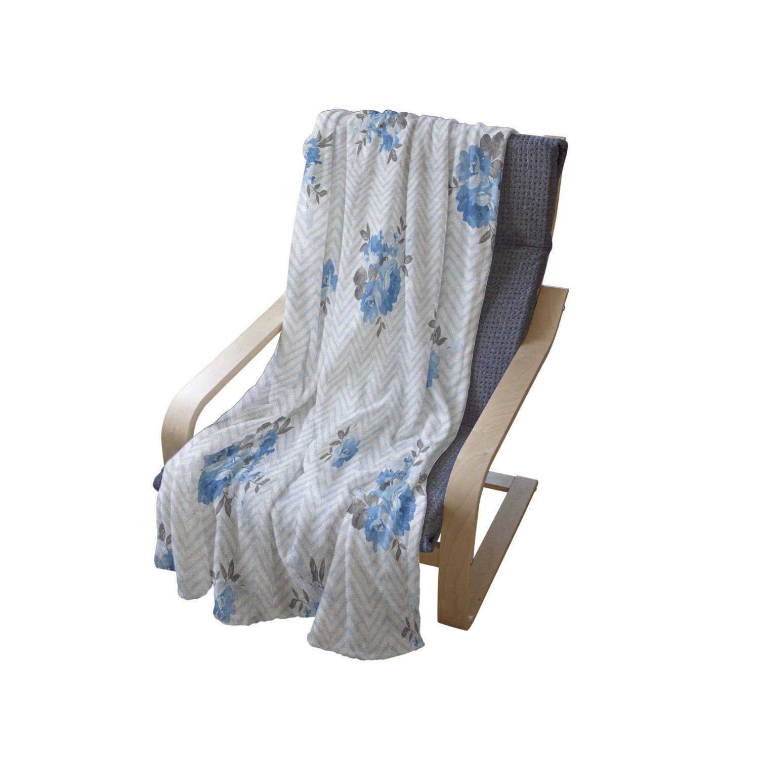 Ambesonne Blue Rose Floral Throw Blanket - Soft Flannel Fleece Couch Cover 50