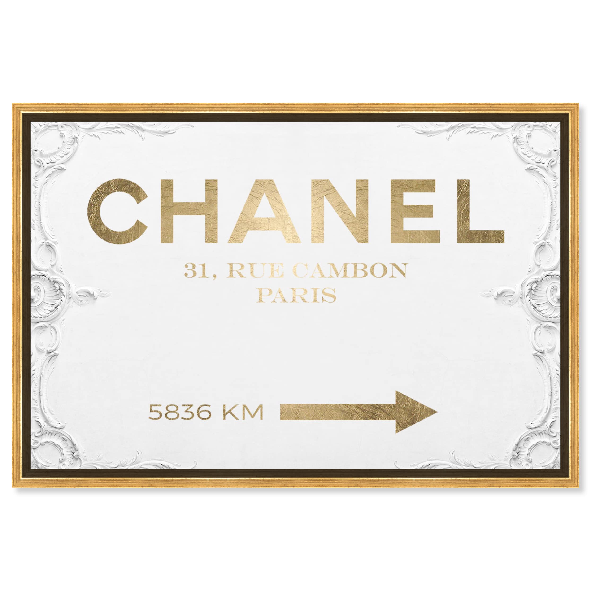 Oliver Gal Artist Co. Gold Framed Typography Canvas Wall Art - 24x16 Inch Contemporary Home Decor for Living Room, Bedroom & Bathroom | Perfect for Modern, Glam & Rococo Style Interiors
