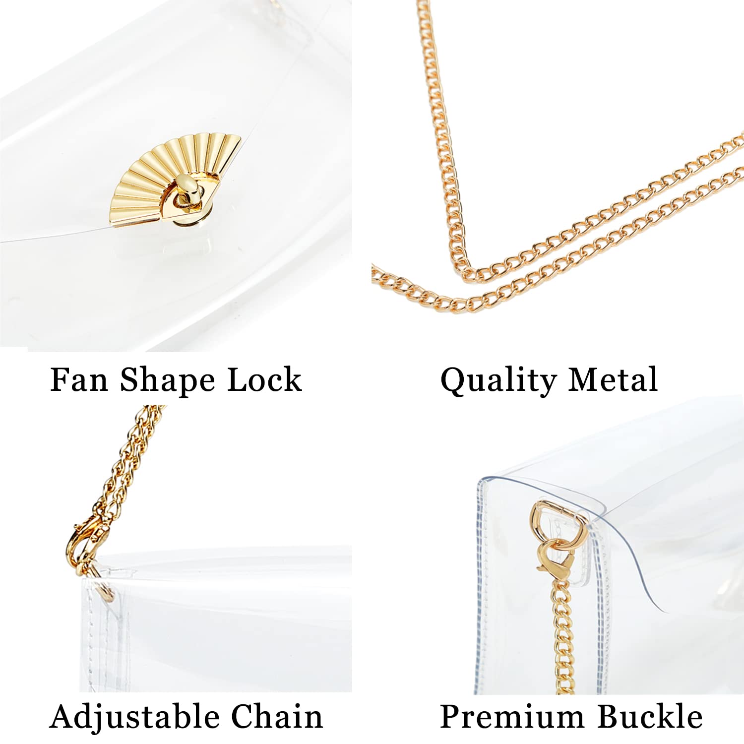 Clear Transparent Purse for Women - Stadium Approved See-Through Bag for Concerts, Events & Security Checkpoints | Fashionable & Functional Evening Clutch