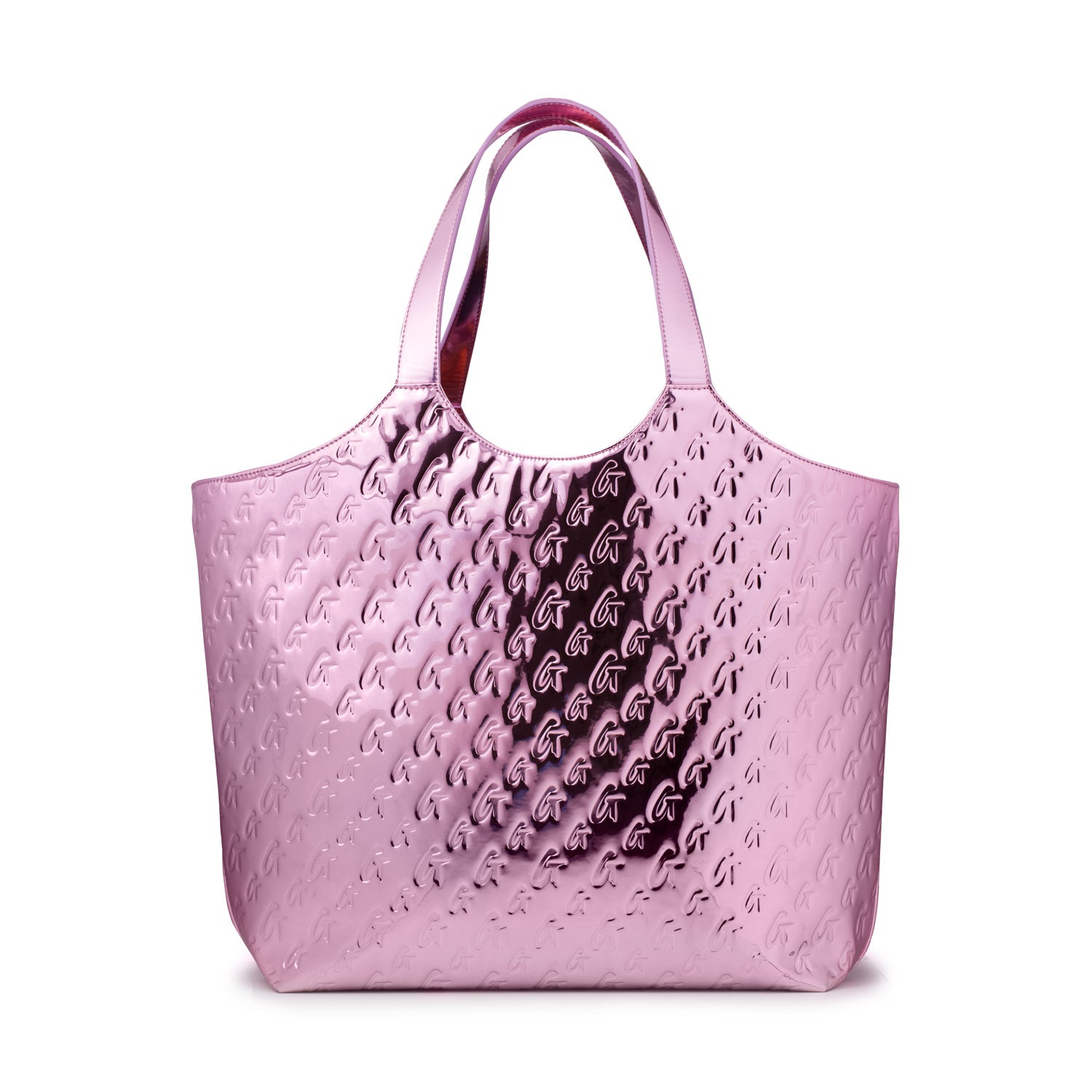 Metallic Monogram Maxi Tote Bag - Stylish Metallic Pink Large Tote for Women | Perfect for Work, Travel, and Shopping