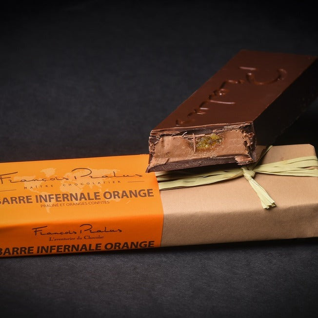 Pralus Infernale Orange Chocolate Bar - Premium Dark Chocolate with Orange Flavor - Perfect for Gifts, Desserts & Gourmet Snacking