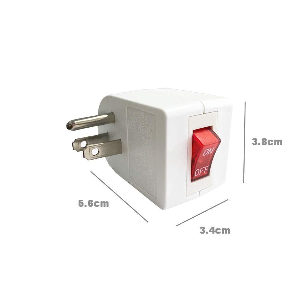 Oviitech 4 Pack Grounded Outlet Wall Tap Adapter with On/Off Power Switch - Single Outlet Extender with Switch in White - Perfect for Home, Office, and Travel Use