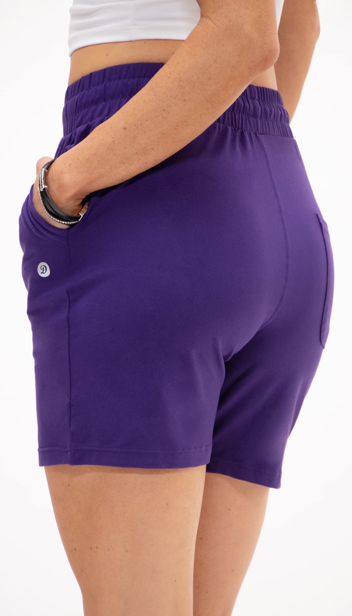 DEVOPS Women's High Waist Yoga Shorts 2-Pack - Workout Running Exercise Shorts with Side Pockets for Gym, Fitness & Active Lifestyle