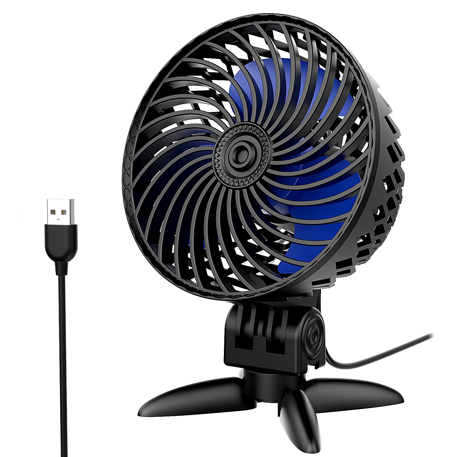 VEMONT Powerful Mini USB Desk Fan - Stepless Speed Adjustable, Ultra Quiet Portable Cooling Fan with USB Power for Home, Office, Travel & Outdoor Use - Black | Perfect for Desks, Dorms, Camping & Workspaces