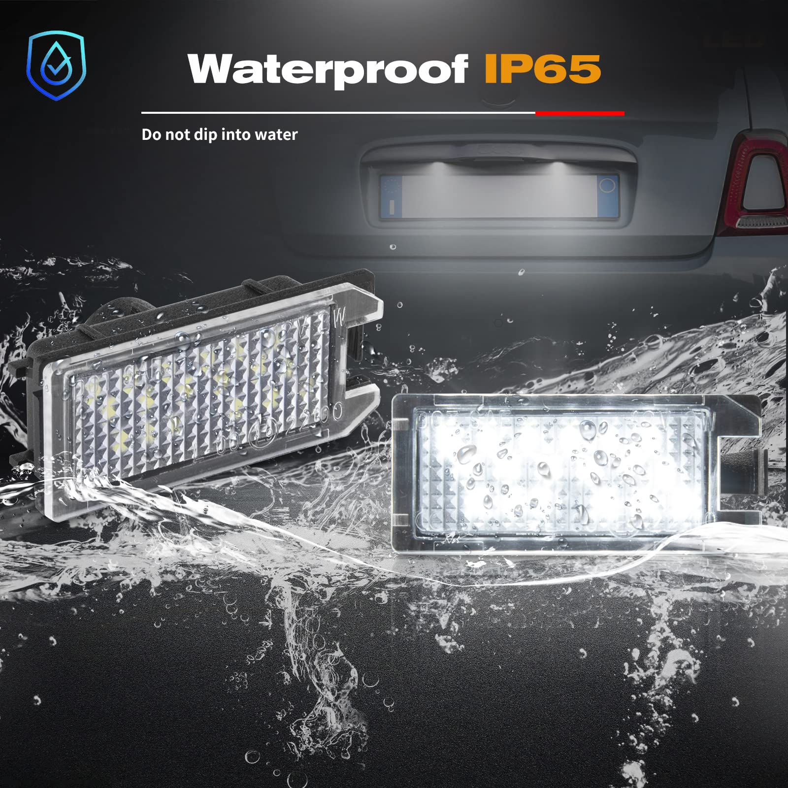 POPMOTORZ LED License Plate Lights - Super Bright 6000K White 18 SMD LED Rear Tag Lights for Fiat 500, Dodge Viper, Jeep Grand Cherokee/Compass/Patriot, Maserati Levante - Perfect for Night Driving & Enhanced Vehicle Visibility