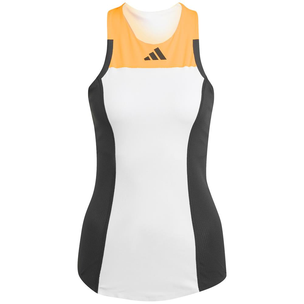Adidas Women's Pro Y Tank Top - White/Spark - Breathable Workout Shirt for Running, Yoga & Gym Training