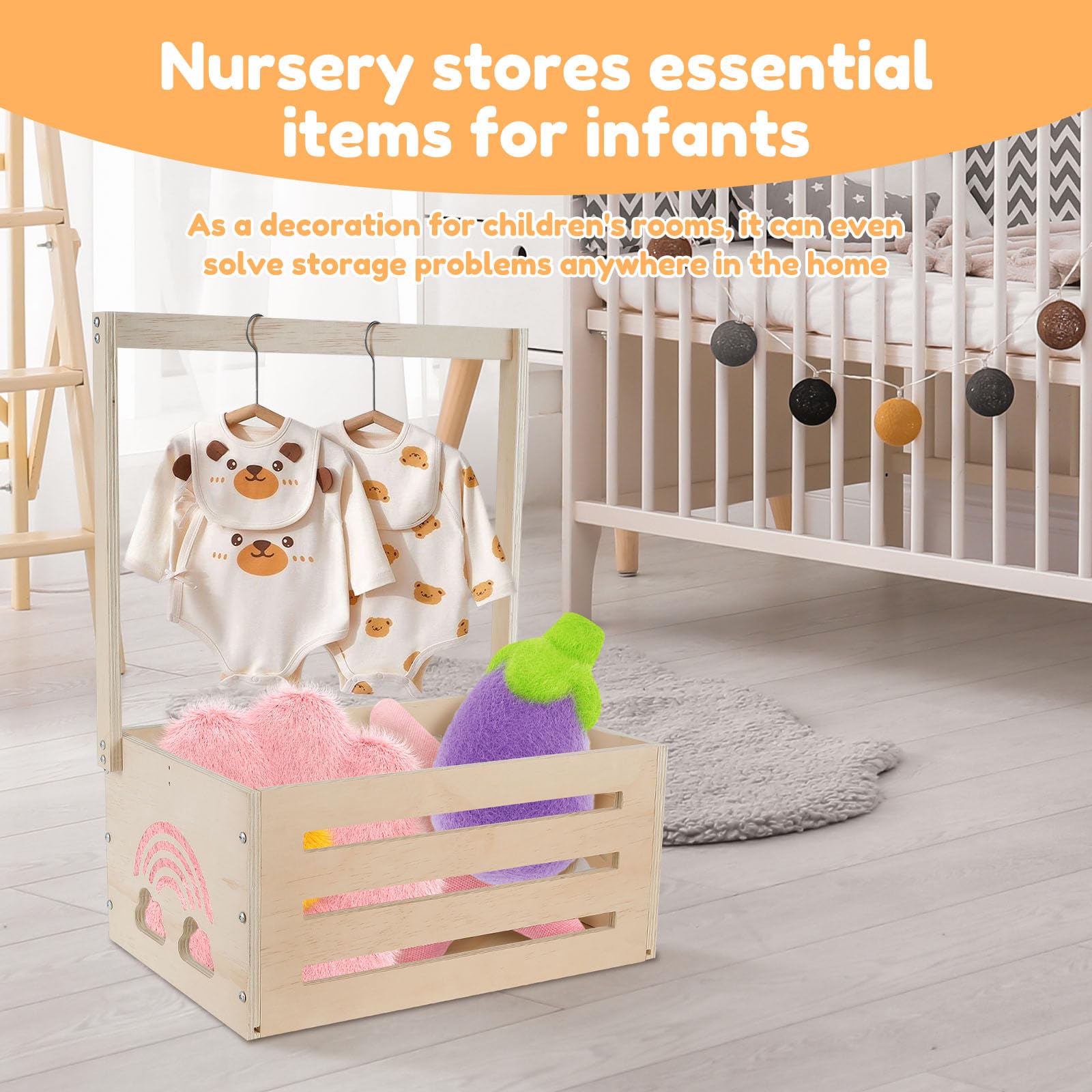Personalized Wooden Baby Shower Gift Crate for Boys & Girls - Newborn Shower Party Basket with Custom Name - Perfect for Baby Showers, Gender Reveals & New Parent Gifts - Nursery Storage & Keepsake Organizer