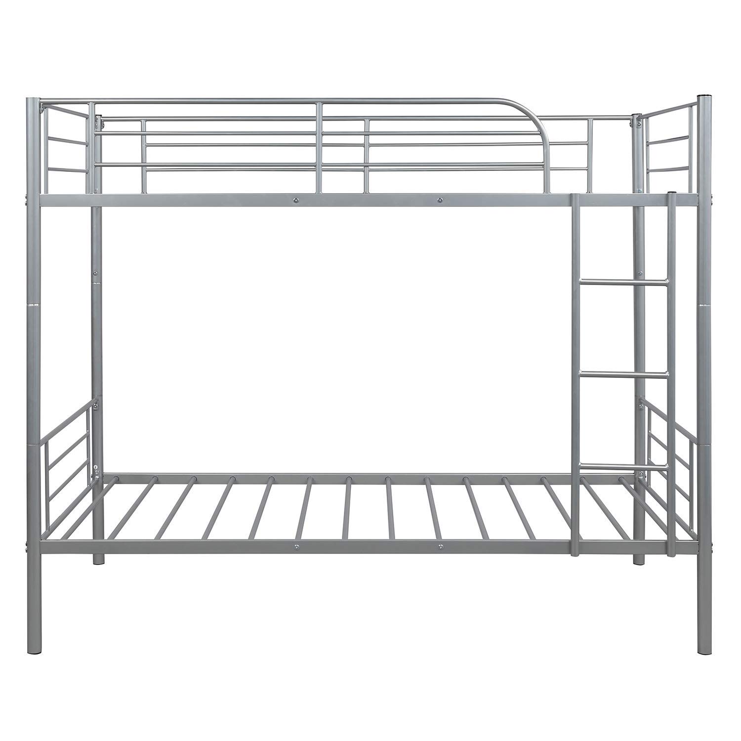 Merax Twin Over Twin Metal Bunk Bed with Removable Ladder - Space-Saving Bed for Kids, Teens & Adults - Sturdy Silver Frame - Perfect for Small Bedrooms, Dorms & Guest Rooms