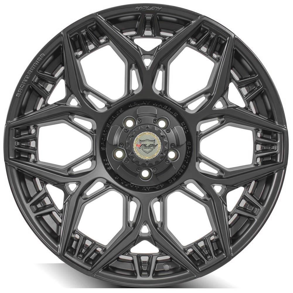 4Play Sport Series 4PS60 Satin Black Wheel 22x9.0 0 Offset 5x127/5x139.7mm 87.1mm Hub - Premium Alloy Rims for Trucks & SUVs - Perfect for Off-Roading & Street Performance