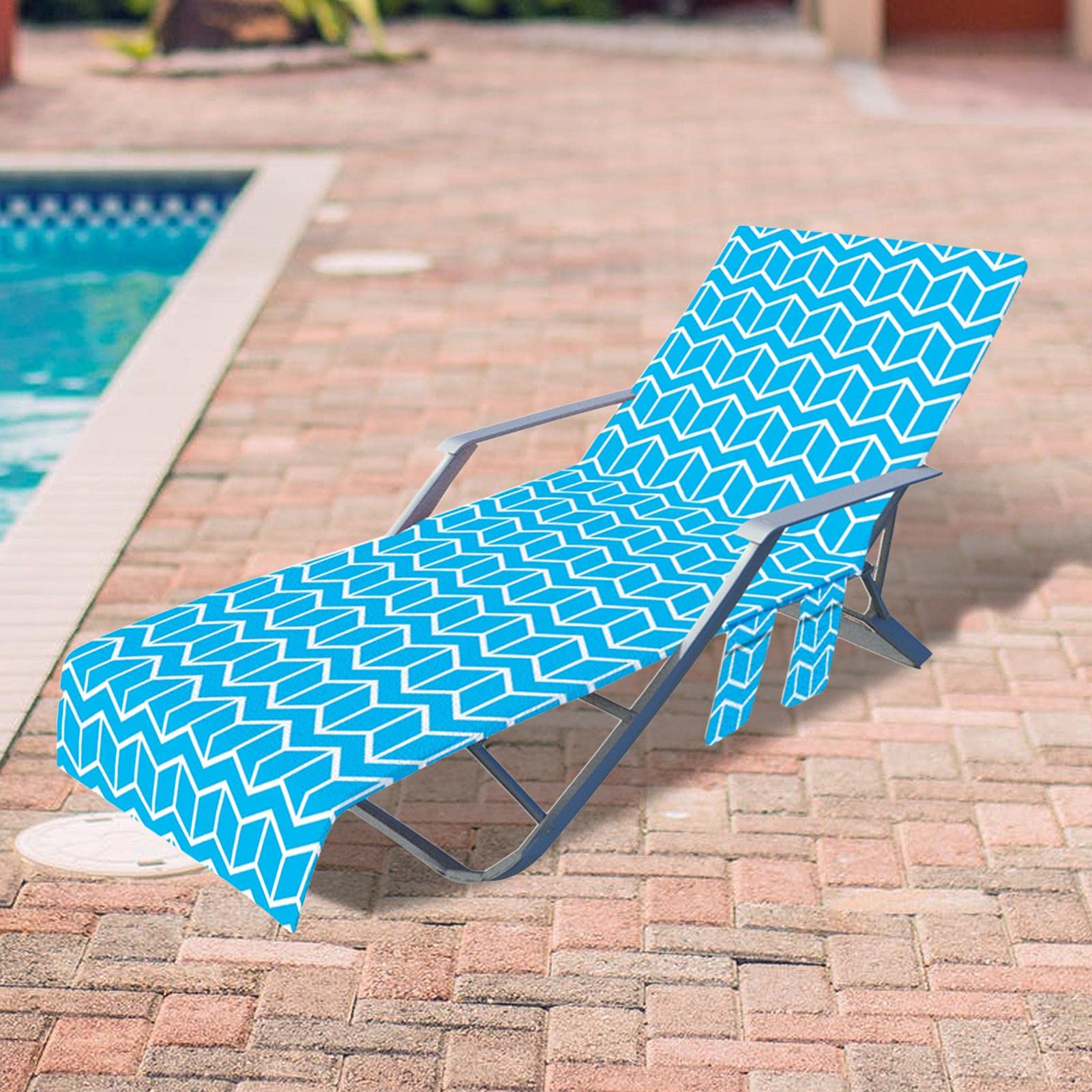 Premium Microfiber Lounge Chair Cover - Quick Dry Beach Towel Cover for Pool, Patio & Sunbathing | Waterproof Outdoor Chaise Lounge Cover with Side Pockets | Perfect for Beach, Poolside & Backyard Relaxation