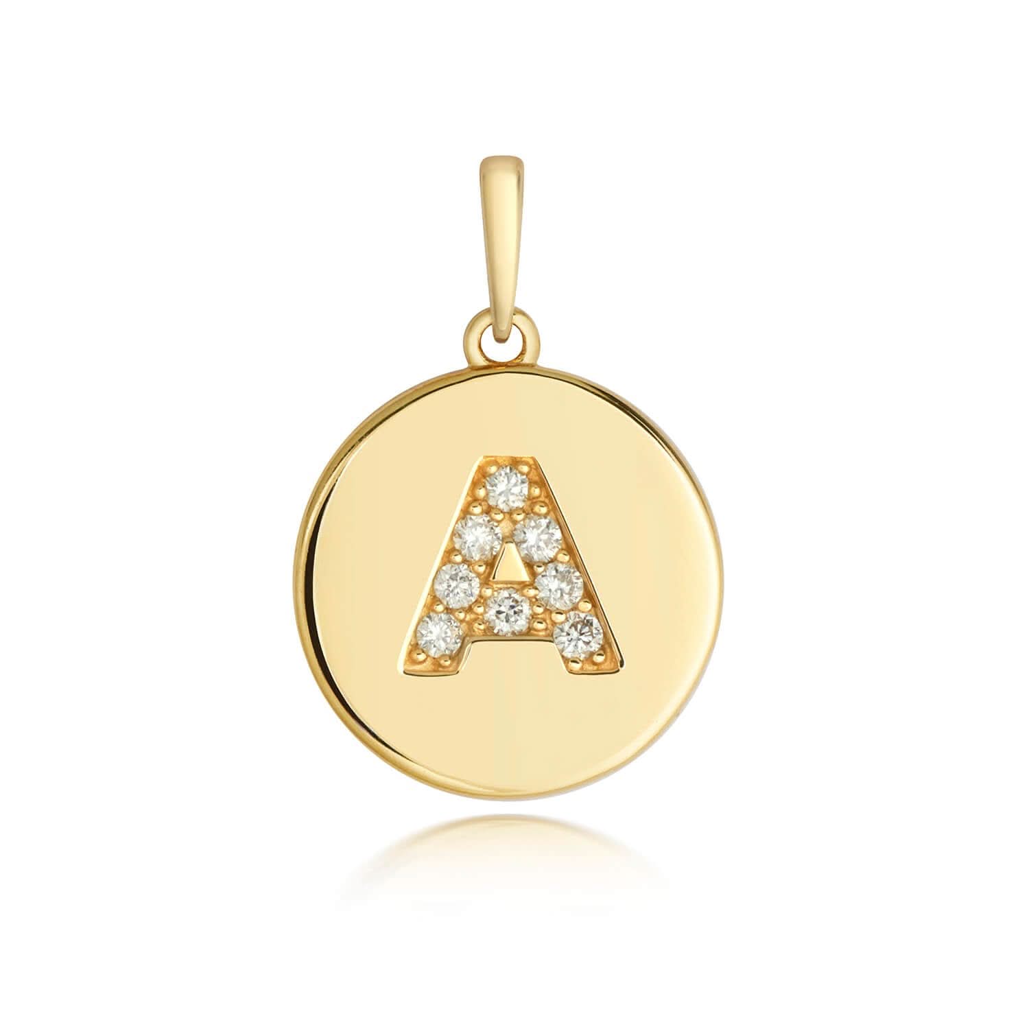 Personalized Diamond Initial Necklace - 14K Solid Gold Disc Pendant from A to Z - Perfect for Birthdays, Anniversaries & Gifts