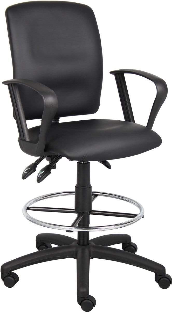 Boss Multi-Function LeatherPlus Drafting Stool [B1645] - Adjustable Height Office Chair for Architects, Artists & Home Office Use
