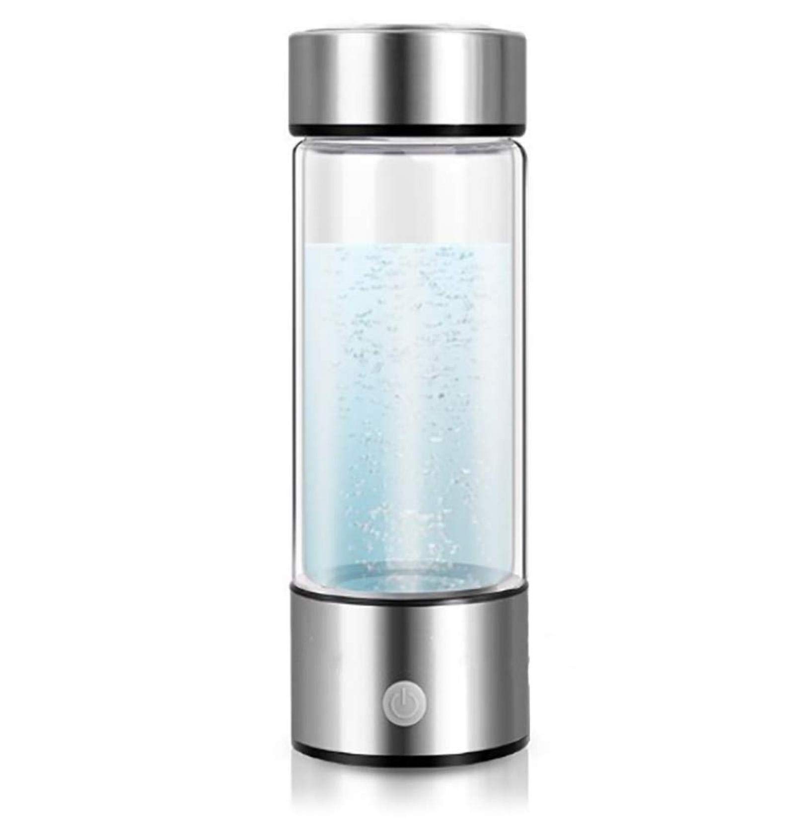 Premium Glass Hydrogen Rich Water Bottle with Stainless Steel Lid - Alkaline Energy Cup & Ionized Water Generator - Perfect for Hydration, Detox & Wellness at Home, Gym or Travel