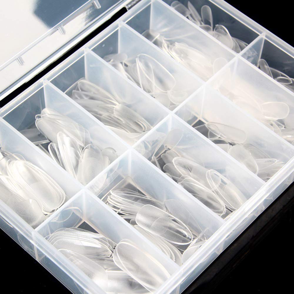 360PCS Full Cover False Nails - Transparent Matte Artificial Nails with French Tips - 12 Sizes Nail Kit for Manicure, Wedding, Party & Daily Wear