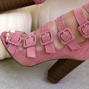 Sexy Strappy Peep Toe Chunky Heel Booties for Women - Elegant Wine Red Ankle Boots for Night Out, Party & Date Night