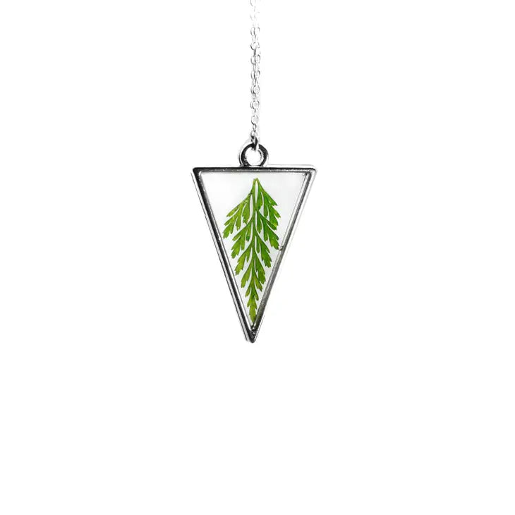 With Roots Eco-Resin Arrowhead Necklace - Silver & Fern Pendant for Women - Perfect for Nature Lovers, Boho Fashion & Everyday Wear
