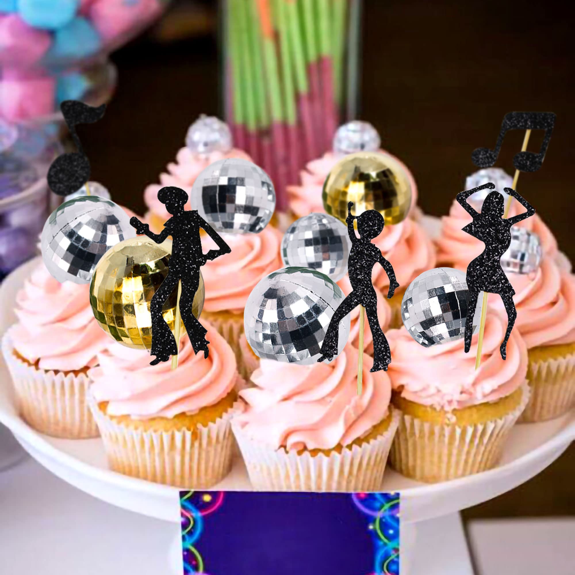 JeVenis 19-Piece Disco Party Cake Topper Set - Disco Ball & Dancing Figures for Birthday, Wedding, and Music Themed Cakes - Perfect for Disco Night, Dance Party Decorations, and Celebration Favors