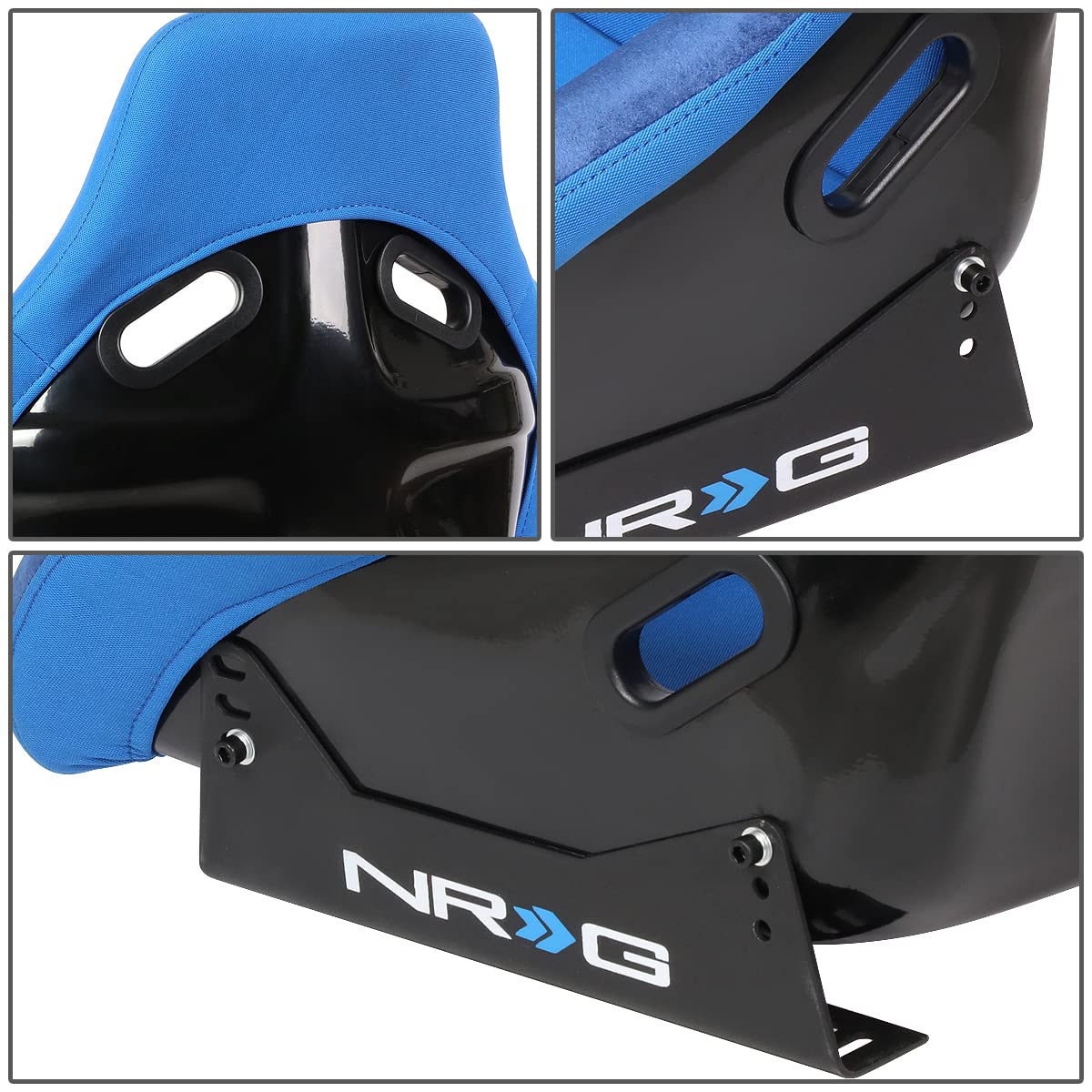 NRG Innovations NRG-FRP-300BL Fiberglass Fixed Back Racing Seat - Blue Bucket Seat with 4-Point Harness Compatibility | Perfect for Drifting, Track Racing & Performance Cars