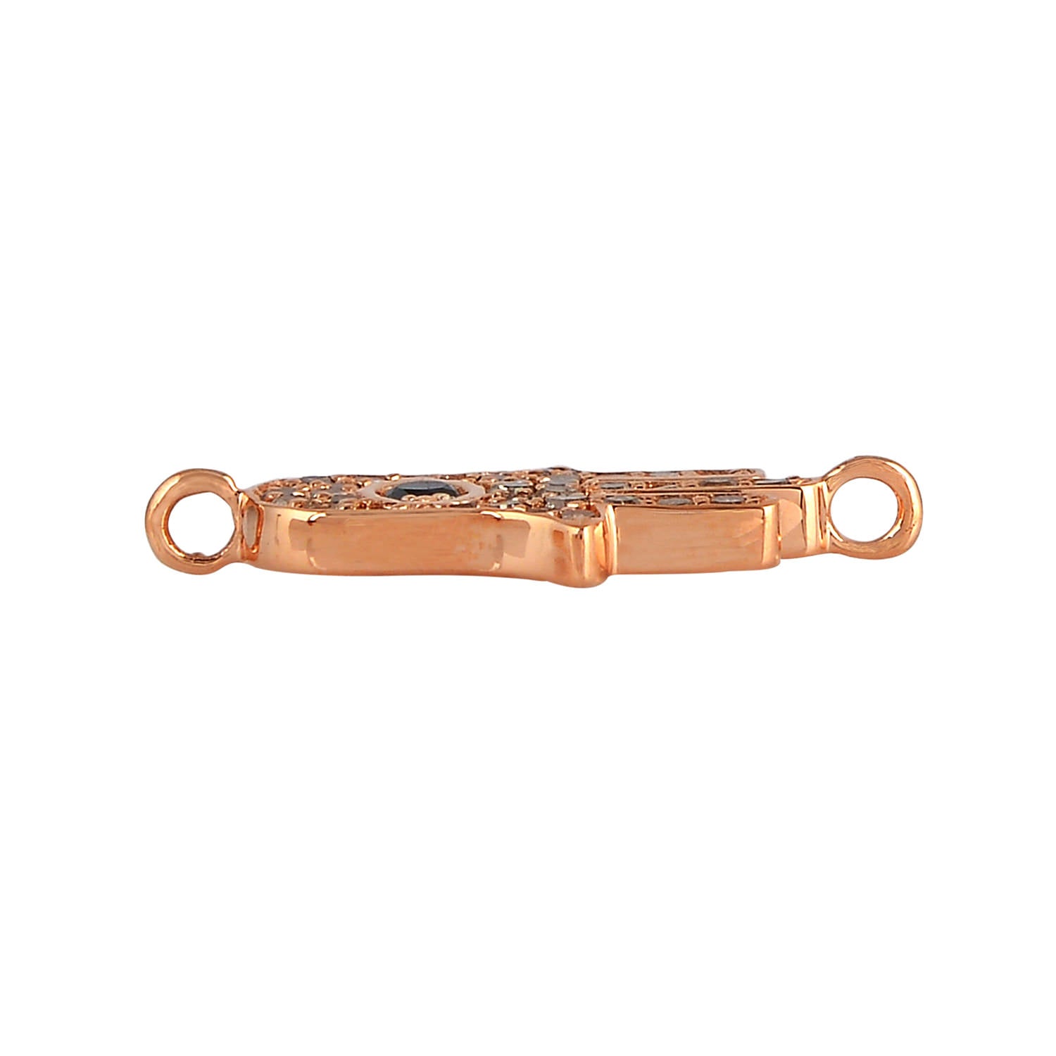 18K Rose Gold Pave Natural Ice Diamond Hamsa Connector Jewelry Finding - Perfect for Handmade Bracelets, Necklaces & DIY Jewelry Making