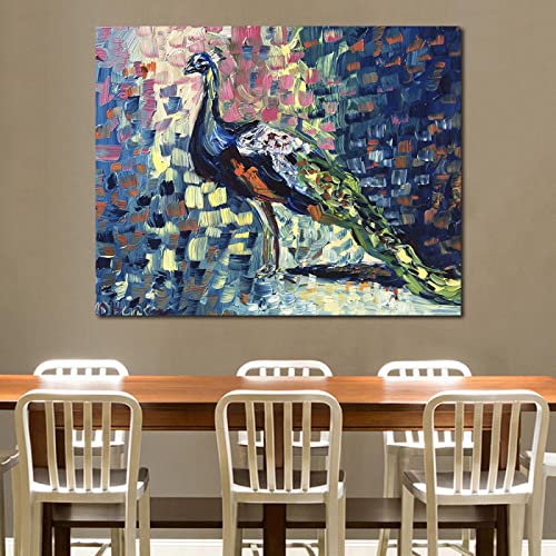Abstract Peacock Art Painting - Modern Canvas Wall Decor Print for Living Room, Bedroom, Porch & Hallway - Frameless 20x30 Inch Home Decor - Perfect for Contemporary Interior Design & Housewarming Gifts