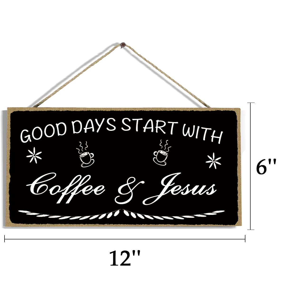 Wooden Coffee Wall Art - 'Good Days Start with Coffee' Sign for Kitchen & Home Decor