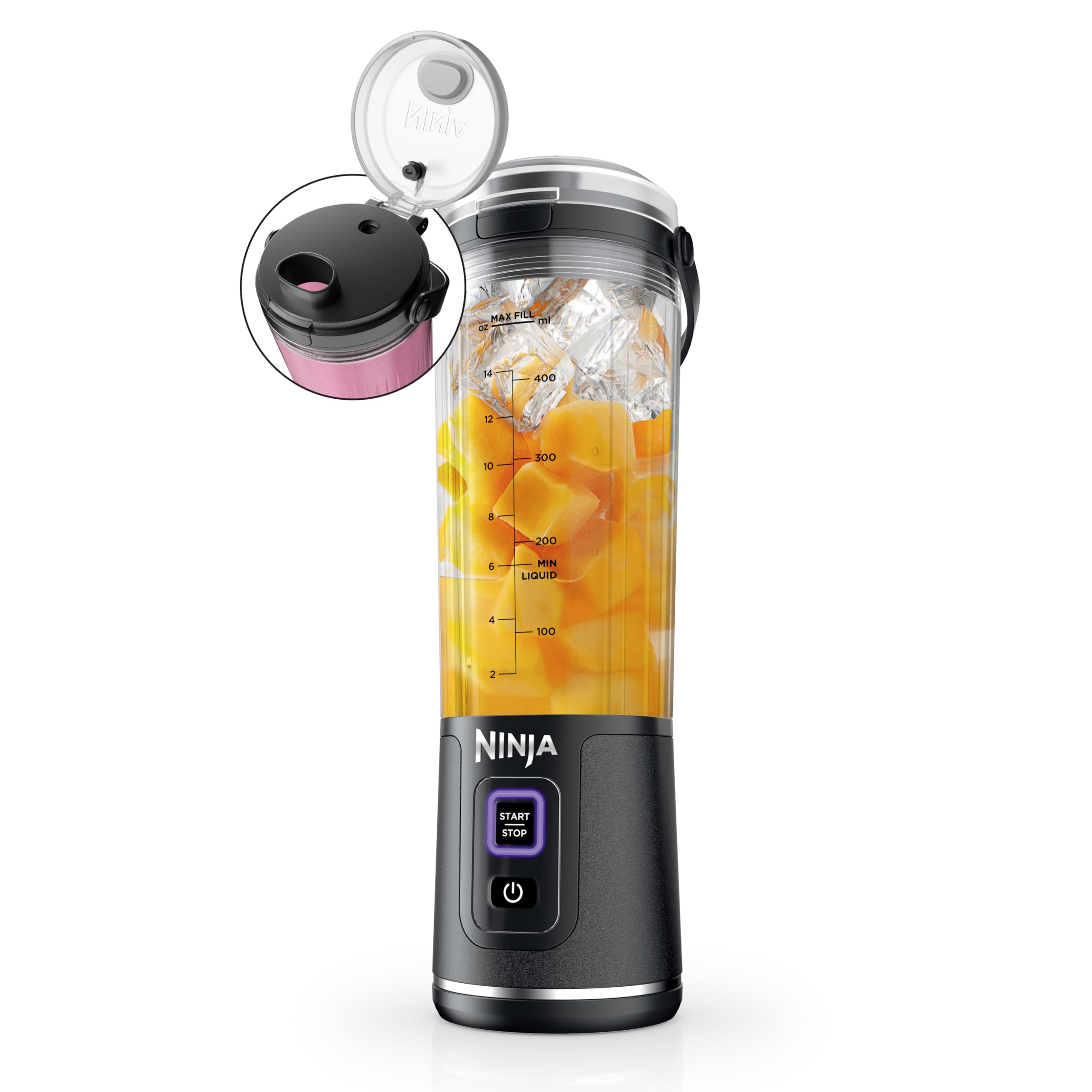 Ninja Blast Portable Blender - 18oz Cordless Personal Blender for Smoothies & Protein Shakes | BPA Free, Leakproof Lid with Sip Spout | USB-C Rechargeable & Dishwasher Safe | Perfect for Gym, Travel & Office (Metallic Black, BC151MB)