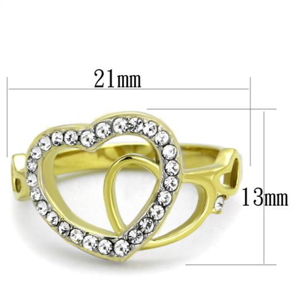 14K Gold Plated Heart Crystal Ring for Women - Size 5-10 - Perfect for Valentine's Day & Date Night