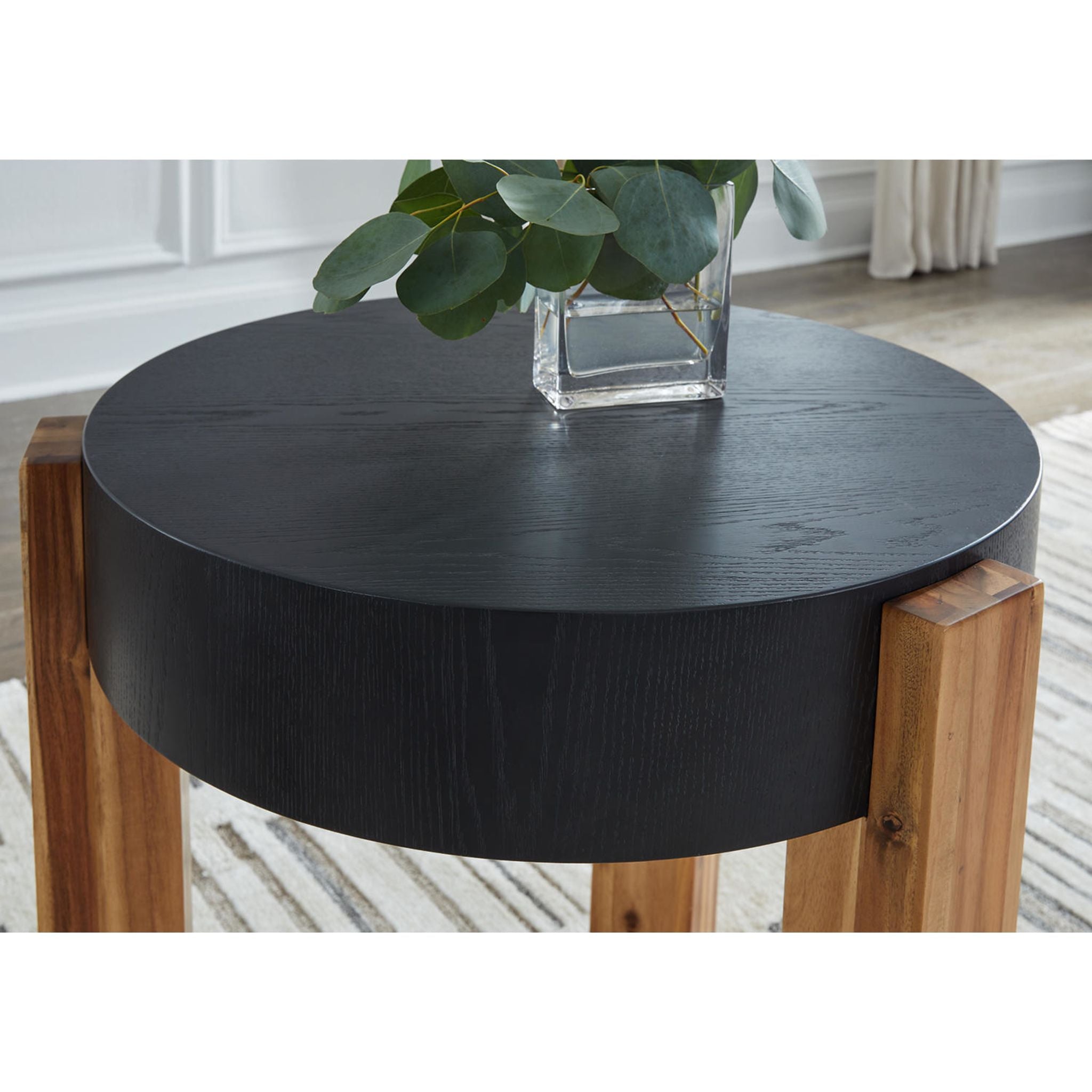 Breenmore 2 Pack Folding Tables - Black & Natural Wood Finish | Portable Lightweight Tables for Indoor/Outdoor Use, Camping, Picnics, Parties & Events