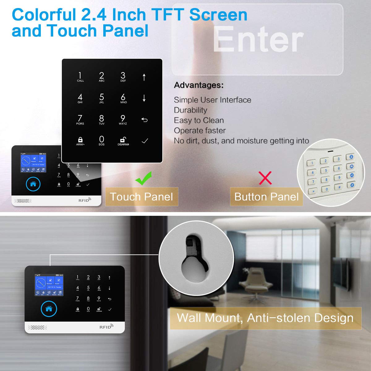 Tuya WiFi GSM Wireless Smart Home Security Alarm System - APP Control, Works with Alexa & Google Home, RFID Access, Anti-Theft Auto Dialer - Easy Installation for Home & Office Protection